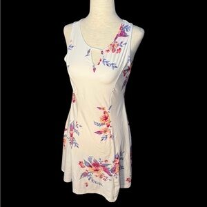 Mudd Floral Softcore Keyhole Mini Dress White Pink‎ Fitted Sz M